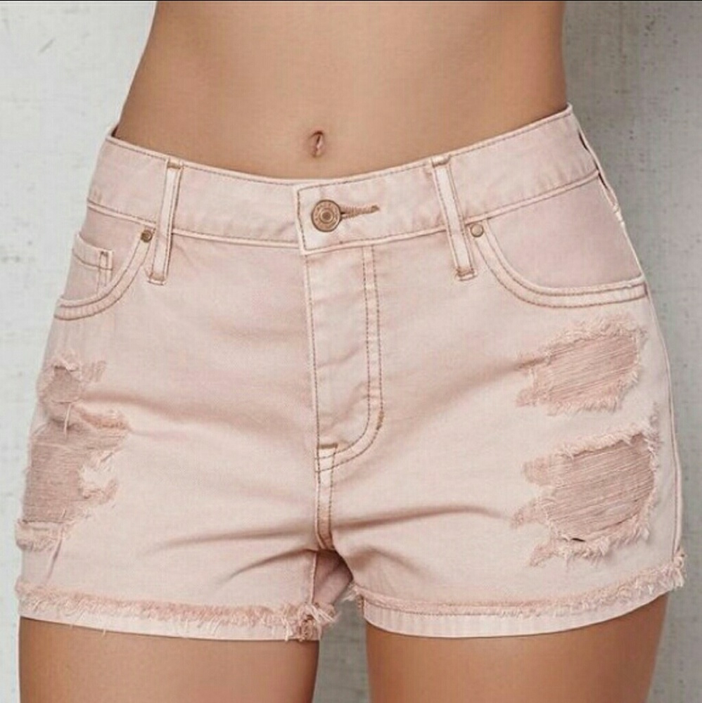 EUC PacSun Blush Pink Distressed Shorts - Picture 1 of 5